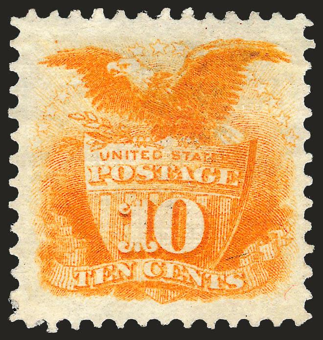 10c Yellow (116).> Unused (no gum), vibrant color, reperfed at left, Very Fine appearance