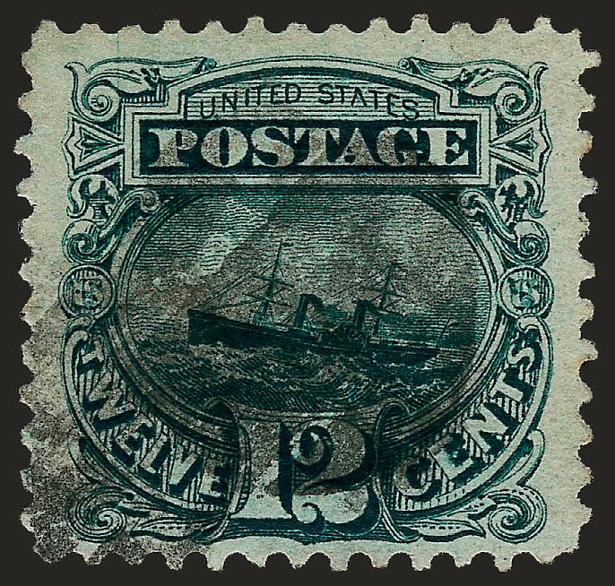 12c Green (117).> Three huge margins, cork cancel, Very Fine and choice, with 2006 P.F. certificate