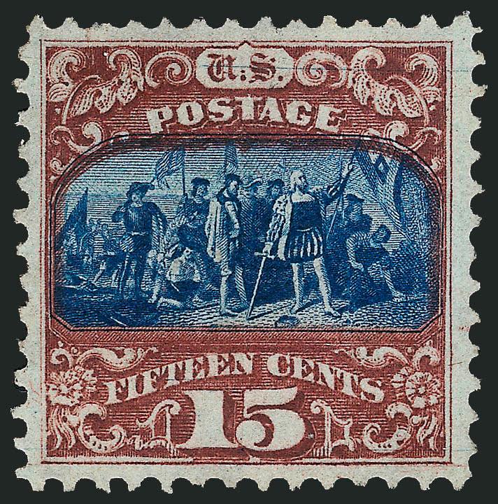 15c Brown & Blue, Ty. II (119).> Unused (no gum), attractive margins and well-centered, rich colors, crisp impression, Very Fine and choice, with 2008 P.S.E. certificate (VF-XF 85 SMQ $1,750.00)