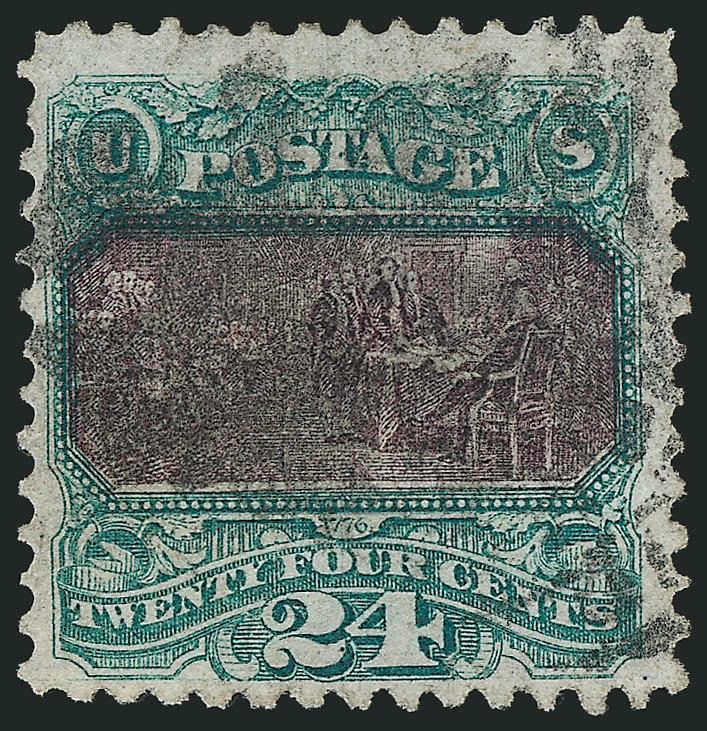 24c Green & Violet (120).> Nice margins and well-centered, cork cancel, Very Fine, with 2007 P.S.E. certificate
