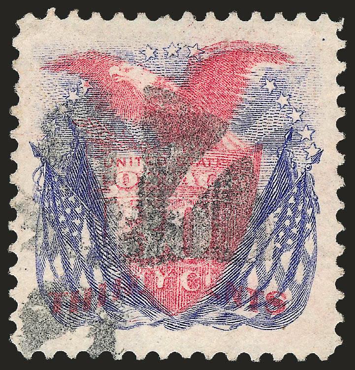 30c Ultramarine & Carmine (121).> Choice centering with wide and balanced margins, brilliant colors, neat cork cancel, tiny corner perf crease at top left, appears Extremely Fine