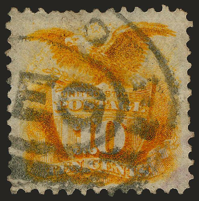 10c Yellow, Re-Issue (127).> Bold strike of oval registry cancel, some slight overall toning, otherwise Very Fine, with 2008 P.F. certificate