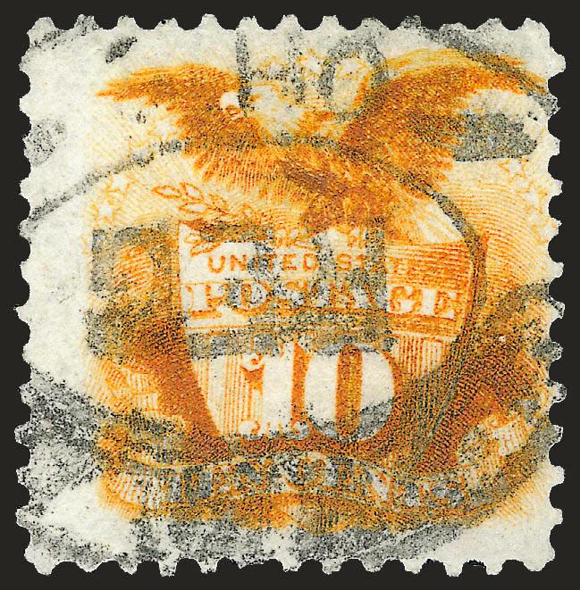 10c Yellow, Re-Issue (127).> Rich color with slight trace of oxidation, well-struck Ohio oval registry cancel, few improved perfs, Very Fine appearance, with 1986 P.F. certificate