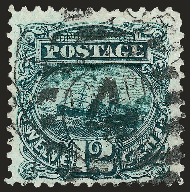 12c Green, Re-Issue (128).> Deep rich color, well-struck 4 duplex cancel and also part of circular datestamp, insignificant corner perf crease (easily removed), Very Fine, scarce in used condition, with 1985
P.F. certificate