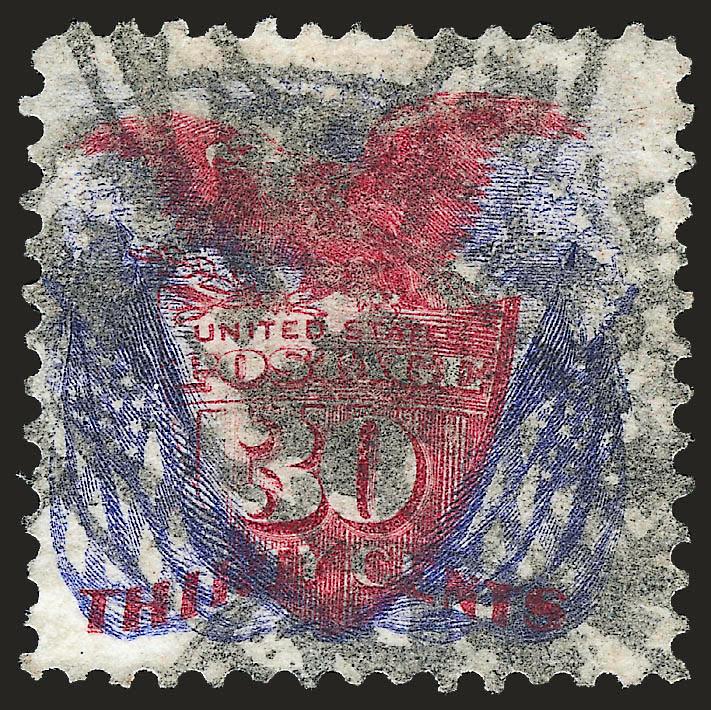 30c Blue & Carmine, Re-Issue (131).> Rich colors, bold strikes of oval registry cancels, Fine, considerably scarcer in used condition than unused, with 1985 P.F. certificate