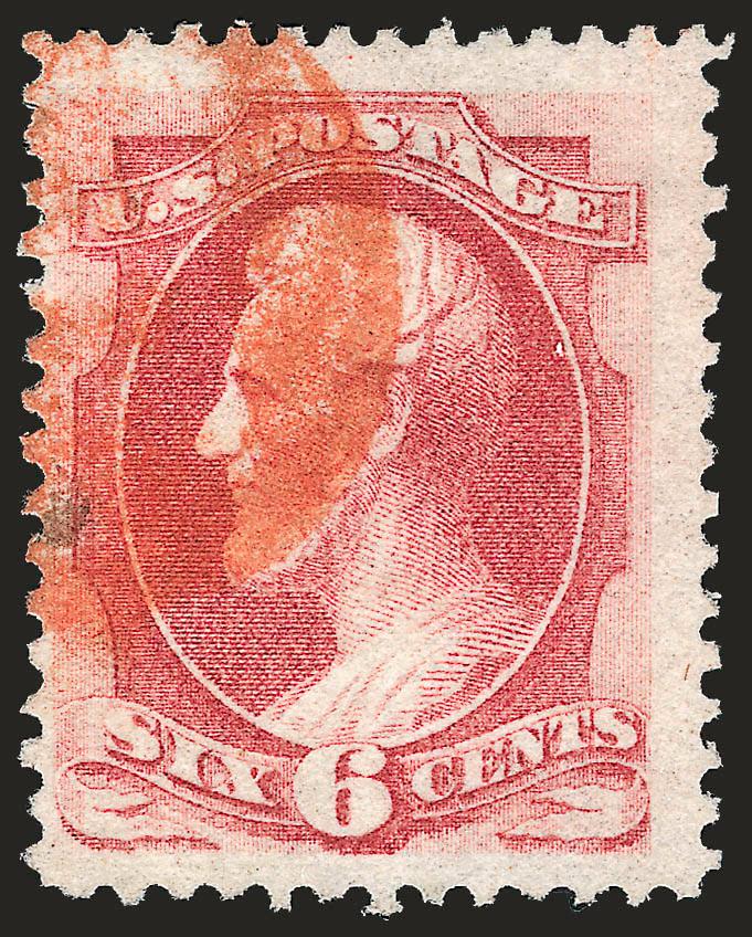 6c Carmine, Grill (137).> H. Grill, clear grill points, bright color nicely complemented by <red New York Foreign Mail> cancel, Fine