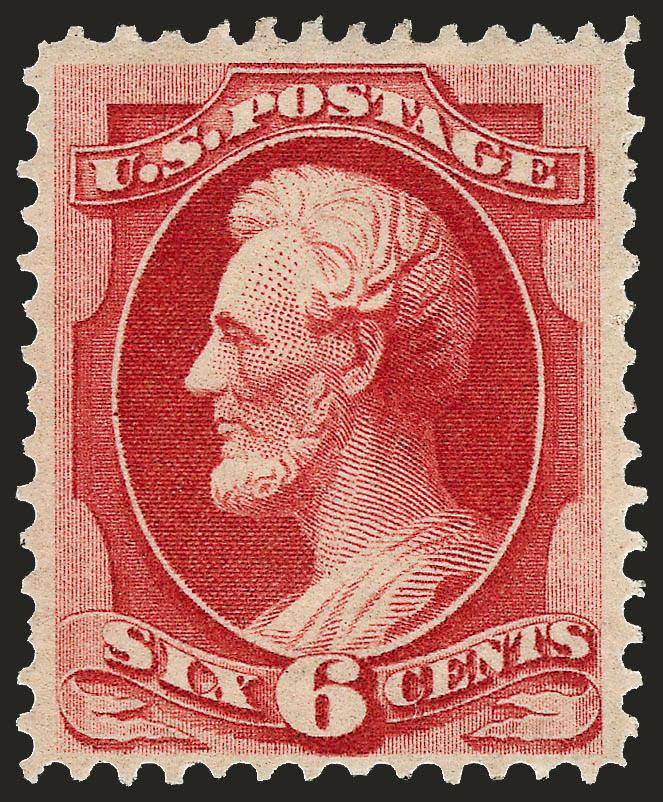 6c Carmine (148).> Original gum, lightly hinged, well-centered, vivid color, Very Fine, a scarce stamp in this condition, with 2008 P.S.E. certificate