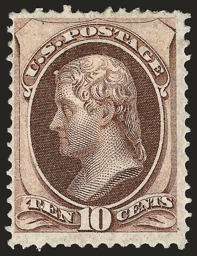 10c Brown (150).> Part disturbed original gum, crisp impression, tiny perf flaws, otherwise Fine, with 1985 P.F. certificate describing gum as part original gum