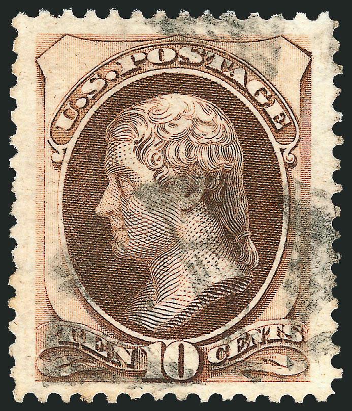 10c Brown (161).> Huge Jumbo margins, rich color with circle of wedges cancel, Extremely Fine, with 2008 P.S.E. certificate (XF 90 Jumbo SMQ $115.00 as 90, $340.00 as 95)