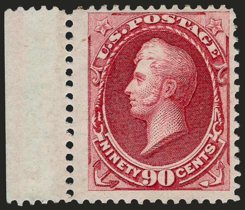 90c Rose Carmine (166).> Selvage at left, original gum, radiant color, fresh and Fine, an attractive stamp, with 2008 P.S.E. certificate