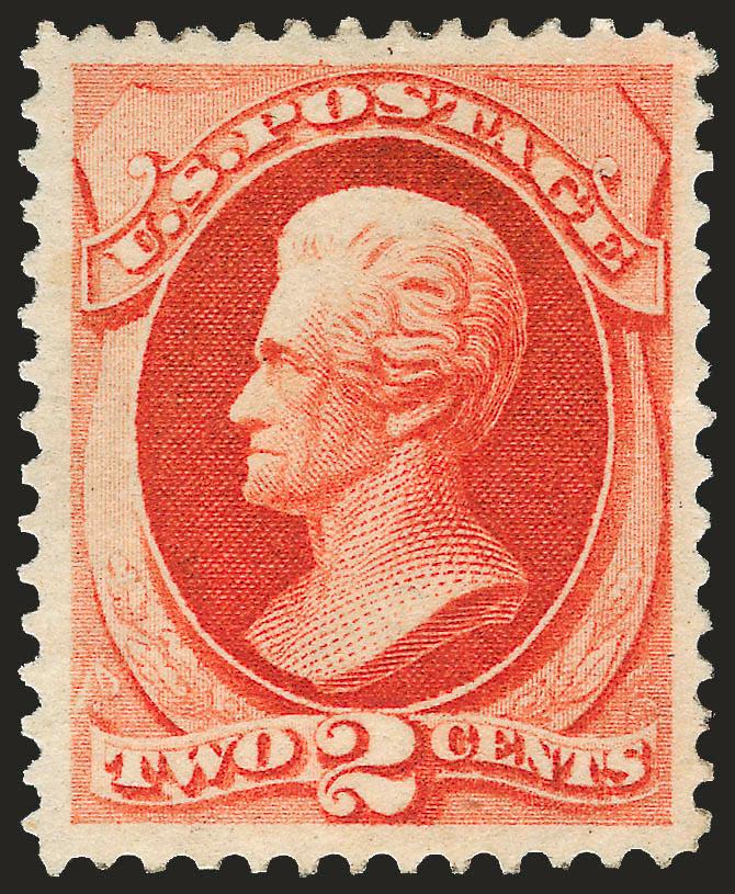 2c Vermilion (178).> Original gum, lightly hinged, choice wide margins and almost perfectly centered, rich fiery color, Extremely Fine, with 1989 and 2008 P.F. certificates (XF 90 SMQ $970.00)