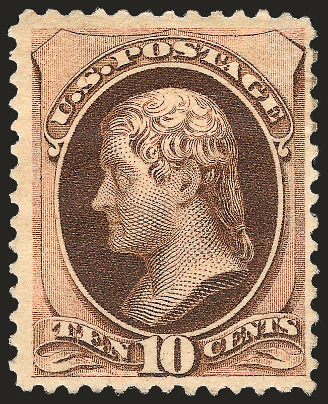 10c Brown, Without Secret Mark (187).> Original gum, h.r., deep rich color, light crease, few perf tip gum soaks at top right, otherwise Fine