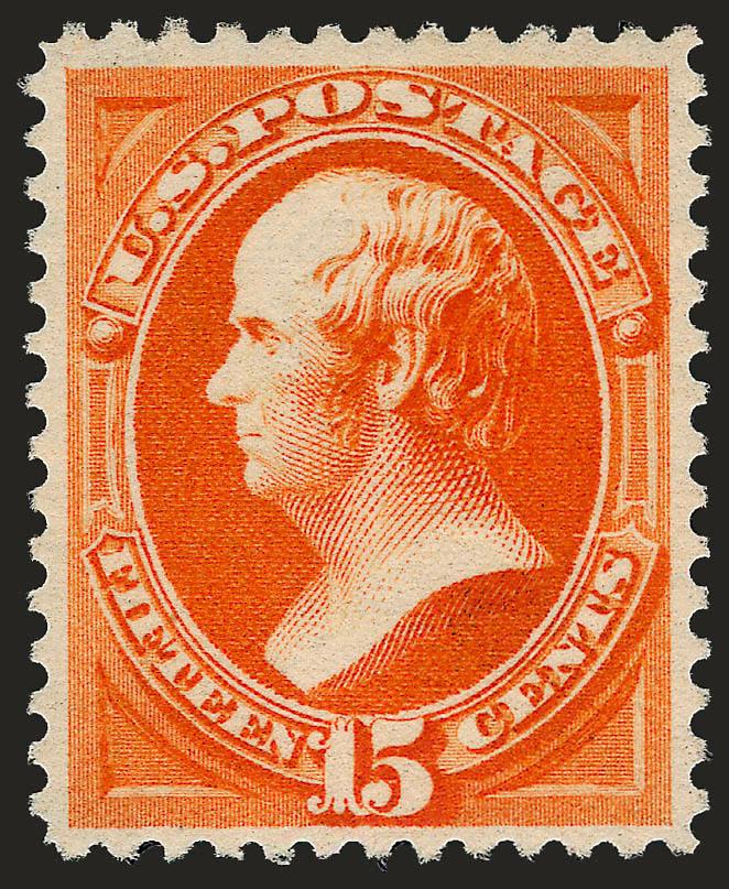 15c Red Orange (189).> Slightly mount-disturbed original gum, brilliant color, well-centered, Extremely Fine, with copy of 1982 P.F. certificate for block of four
