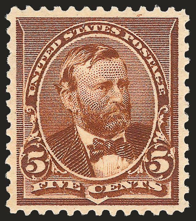 5c Chocolate (223).> Mint N.H., handsome margins and nearly perfectly centered, strong rich color, Extremely Fine, with 2008 P.F. certificate (XF 90 SMQ $1,000.00)