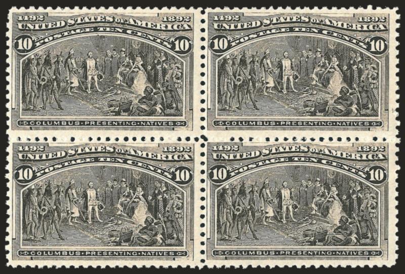 10c Columbian (237).> Mint N.H. block of four, fresh and Fine