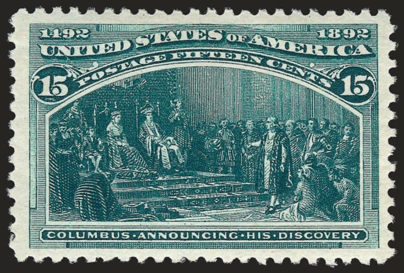 15c Columbian (238).> Original gum, minor h.r., wide margins and exceptionally well-centered, beautiful color on crisp white paper, Extremely Fine