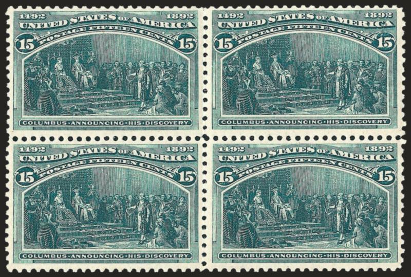 15c Columbian (238).> Block of four, original gum, lightly hinged, Fine-Very Fine