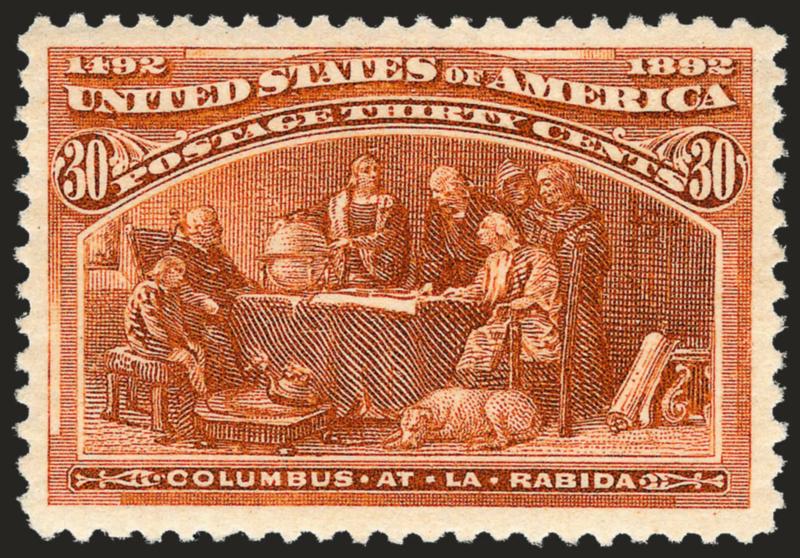 30c Columbian (239).> Original gum, faintly hinged if at all, gorgeous balanced margins, excellent color on crisp white paper, Extremely Fine, a beauty