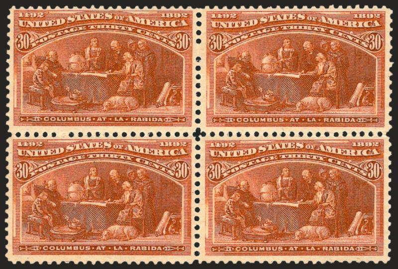 30c Columbian (239).> Block of four, slightly disturbed original gum, minor gum toning on one, otherwise Fine-Very Fine