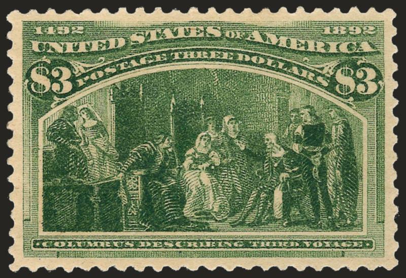 $3.00 Columbian (243).> Original gum, bright color, expertly reperfed, Extremely Fine appearance