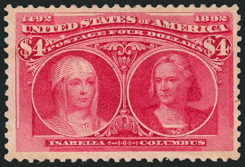 $4.00 Columbian (244).> Original gum, excellent color and attractive centering, Very Fine, with 2008 P.S.E. certificate