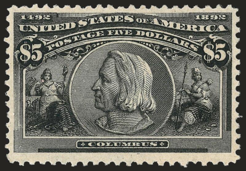 $5.00 Columbian (245).> Unused (no gum), intense shade, Very Fine