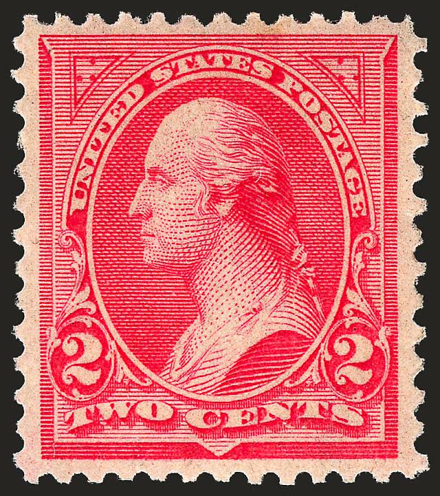 2c Carmine, Ty. II (251).> Original gum, lightly hinged, radiant color as fresh as the day it was printed, well-balanced margins, Extremely Fine, with 2008 P.S.E. certificate (XF 90 SMQ $730.00)