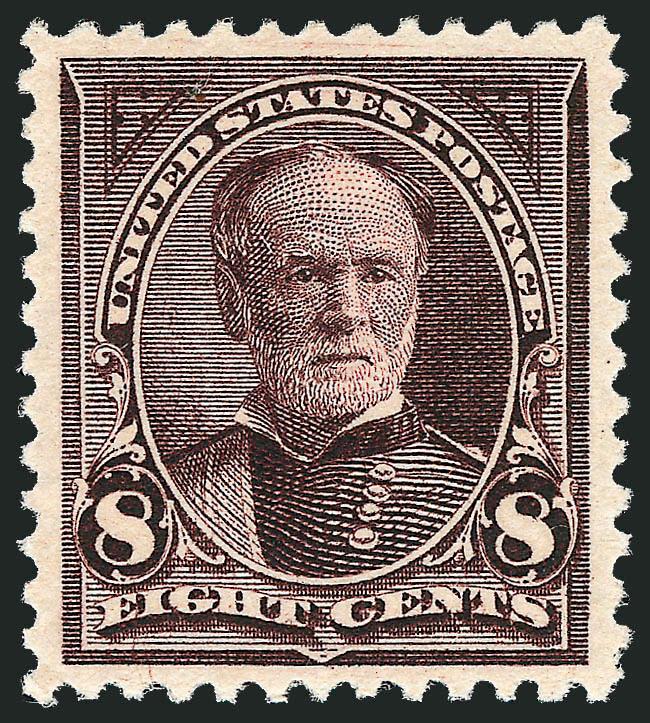 8c Violet Brown (257).> Original gum, barely hinged, exceptional margins and nicely centered, Extremely Fine, with 1991 P.F. certificate for horizontal pair (right stamp)
