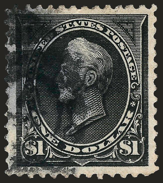 $1.00 Black (261).> Extraordinary Jumbo margins, well-centered, part of oval numeral grid from a duplex cancel, Very Fine and choice, with 2008P.S.E. certificate (VF-XF 85 Jumbo SMQ $560.00 as 85, $910.00 as
95), this is the only one in this grade w