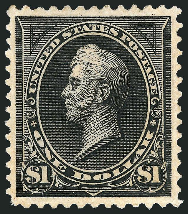$1.00 Black, Ty. II (261A).> Original gum, lightly hinged, fabulous margins and centering, intense color on bright white paper<><>^EXTREMELY FINE GEM. THE PERFECT ORIGINAL-GUM EXAMPLE OF THE $1.00 TYPE II 1894
FIRST BUREAU ISSUE FOR THE DISCRIMINAT