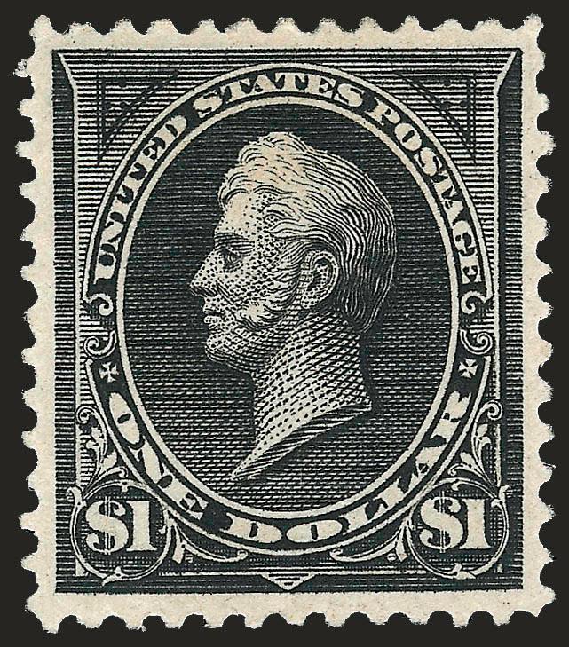 $1.00 Black, Ty. II (261A).> Original gum, lightly hinged, exceptionally wide and balanced margins, intense color and clear impression<><>^EXTREMELY FINE ORIGINAL-GUM EXAMPLE OF THE $1.00 TYPE II UNWATERMARKED
BUREAU ISSUE.^<><>With 2008 P.S.E. c