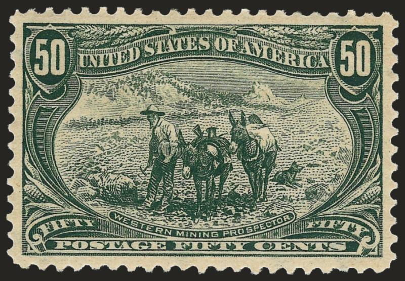 50c Trans-Mississippi (291).> Original gum, h.r., rich color, wide and balanced margins, Extremely Fine, a huge stamp