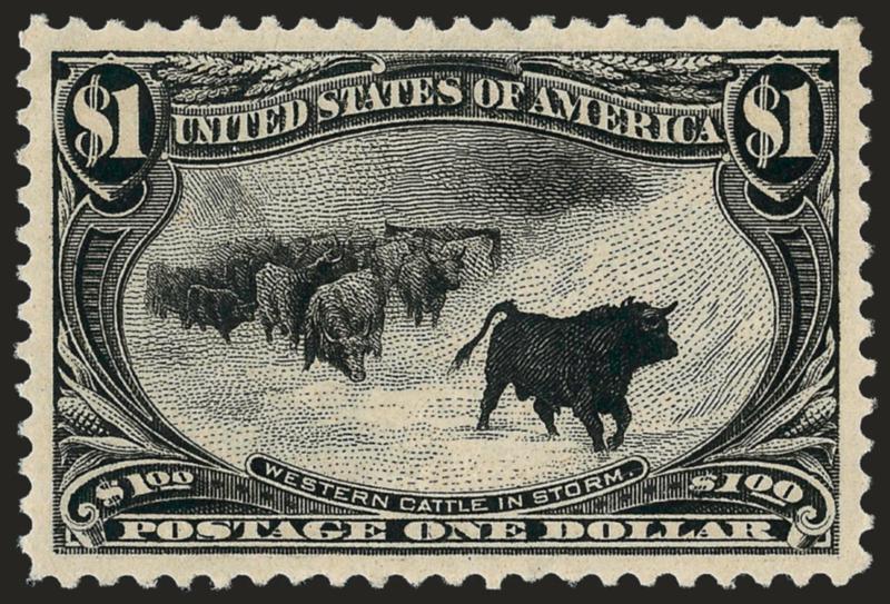 $1.00 Trans-Mississippi (292).> Original gum, lightly hinged, sharp proof-like impression which shows every nuance of this remarkable engraving, mathematically perfect centering with wide margins<><>^EXTREMELY
FINE GEM. A MAGNIFICENT ORIGINAL-GUM E