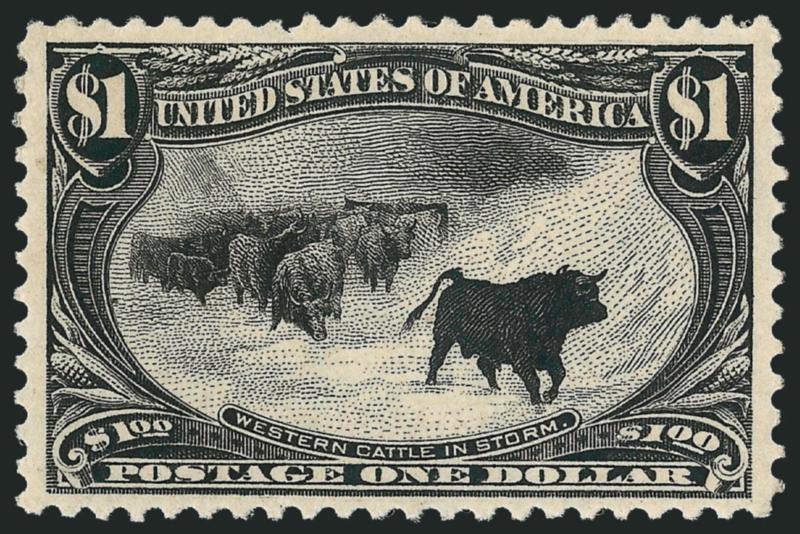 $1.00 Trans-Mississippi (292).> Original gum, lightly hinged, handsome margins and attractive centering, fresh, Very Fine and choice, with 2008 P.S.E. certificate (VF-XF 85 SMQ $1,600.00)