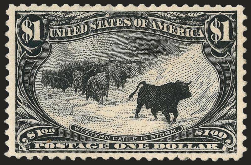 $1.00 Trans-Mississippi (292).> Original gum, h.r., intense shade and impression, choice centering, tiny natural gum wrinkle, Very Fine