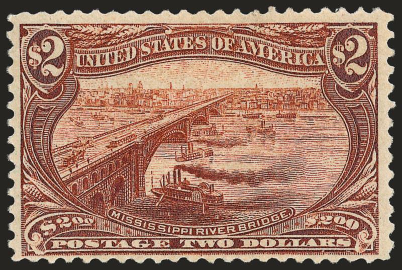 $2.00 Trans-Mississippi (293).> Original gum, pretty color, few perf flaws incl. reperfed at left, Fine appearance