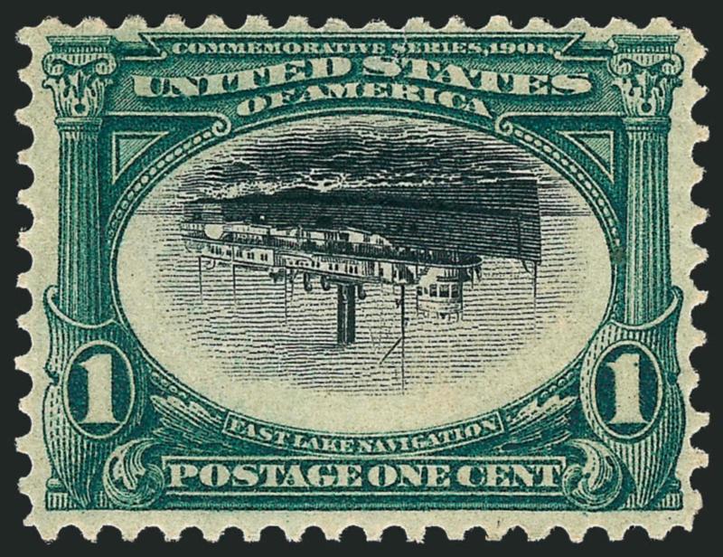 1c Pan-American, Center Inverted (294a).> Original gum, deep rich colors, thin spot at top, tiny pinhole<><>^FINE APPEARING ORIGINAL-GUM EXAMPLE OF THE ONE-CENT PAN-AMERICAN INVERT.^<><>The 1c Pan-American
Inverts were found in at least four diff