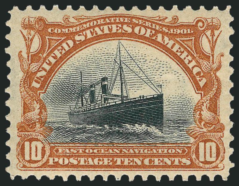 10c Pan-American (299).> Mint N.H., essentially perfectly centered, crisp impression, Extremely Fine, with 2008 P.S.E. certificate (XF 90 SMQ $800.00)