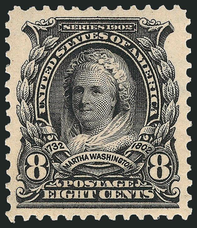8c Violet Black (306).> Mint N.H., uncharacteristically wide margins and near perfect centering, intense shade, clear impression, Extremely Fine Gem, with 2008 P.S.E. certificate (XF-Superb 95 SMQ
$1,250.00)