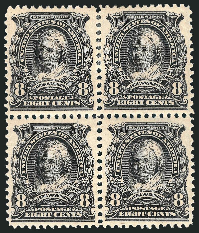 8c Violet Black (306).> Block of four, bottom pair Mint N.H., h.r. at top only, beautifully centered, crisp shade and impression, Very Fine-Extremely Fine, Scott Retail as singles, with 2008 P.S.E.
certificate