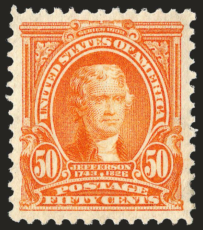 50c Orange (310).> Wide margins and almost precise centering, choice vivid color on bright paper, lightly hinged, Extremely Fine Gem, with 2008 P.S.E. certificate (XF-Superb 95 SMQ $1,700.00)