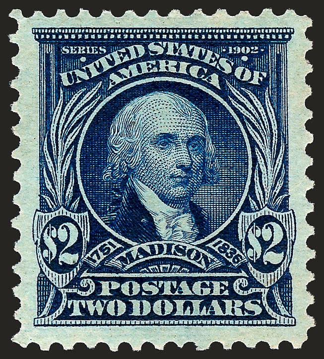 $2.00 Dark Blue (312).> Lightly hinged, intense shade and impression, wide and balanced margins, fresh and Extremely Fine, with 1993 P.F. and 2008 P.S.E. certificates (XF 90 Jumbo SMQ $1,75.00 as 90, $2,500.00
as 95)