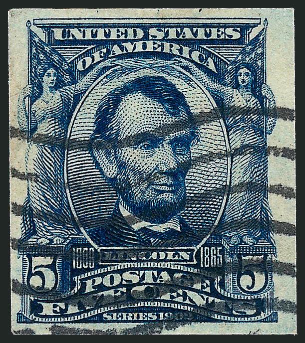 5c Blue, Imperforate (315).> Large margins to full, deep rich color, neat cancel, Very Fine and choice, an extremely scarce stamp in used condition, with 2002 P.S.E. certificate