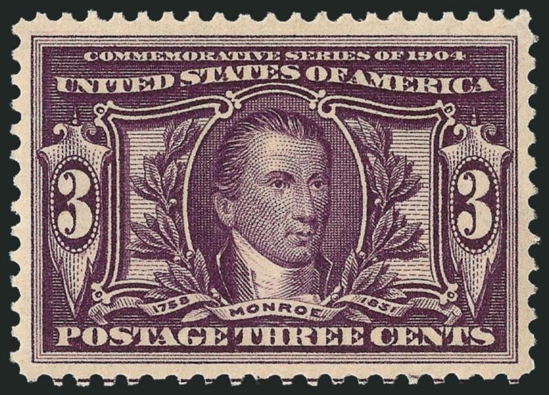 3c Louisiana Purchase (325).> Mint N.H., guide line at bottom, unusually wide margins for this issue and excellent centering, Extremely Fine, with 2008 P.S.E. certificate (XF 90 SMQ $580.00)