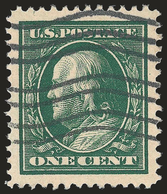 1c Green (331).> Phenomenal used Jumbo-margined single, rich color, wavy-line machine cancel, Extremely Fine Gem, with 2007 P.S.E. certificate (Superb 98 Jumbo unpriced in SMQ above the grade of 98, SMQ $280.00
as 98)
