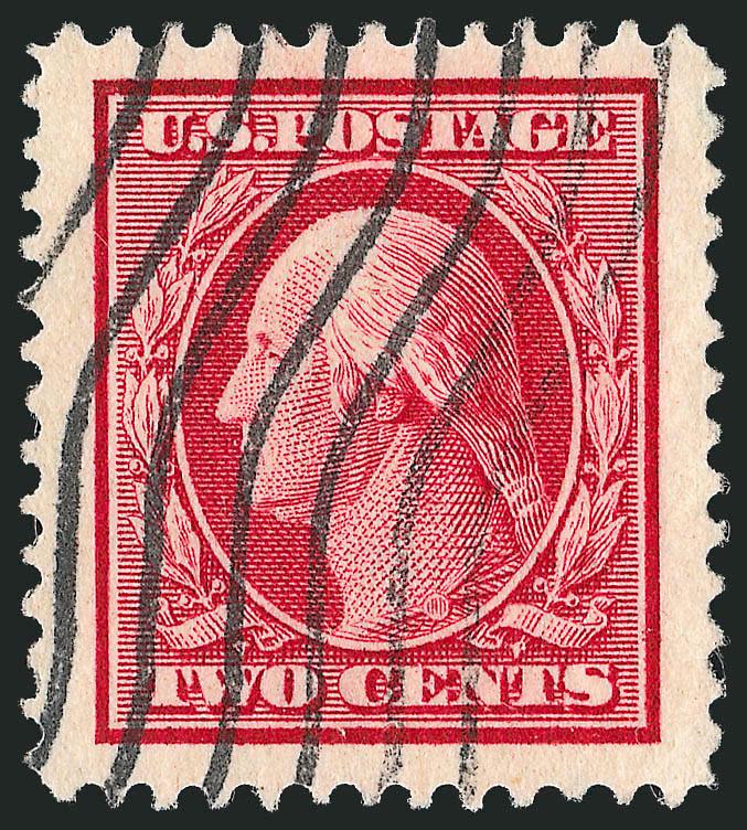 2c Carmine (332).> Enormous Jumbo margins, rich color with neat wavy-line machine cancel, Extremely Fine Gem, with 2008 P.S.E. certificate (XF-Superb 95 Jumbo SMQ $100.00 as 95, $280.00 as 98)
