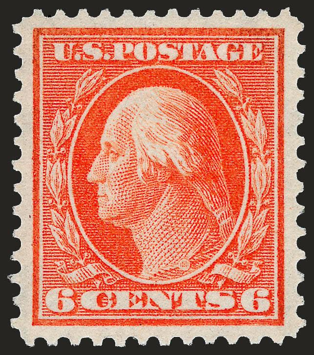 6c Red Orange (336).> Mint N.H., vibrant color, wide and balanced margins, long and full perforations all around, Extremely Fine Gem, with 2003 P.F. and 2005 P.S.E. certificates (XF-Superb 95 SMQ
$1,750.00)