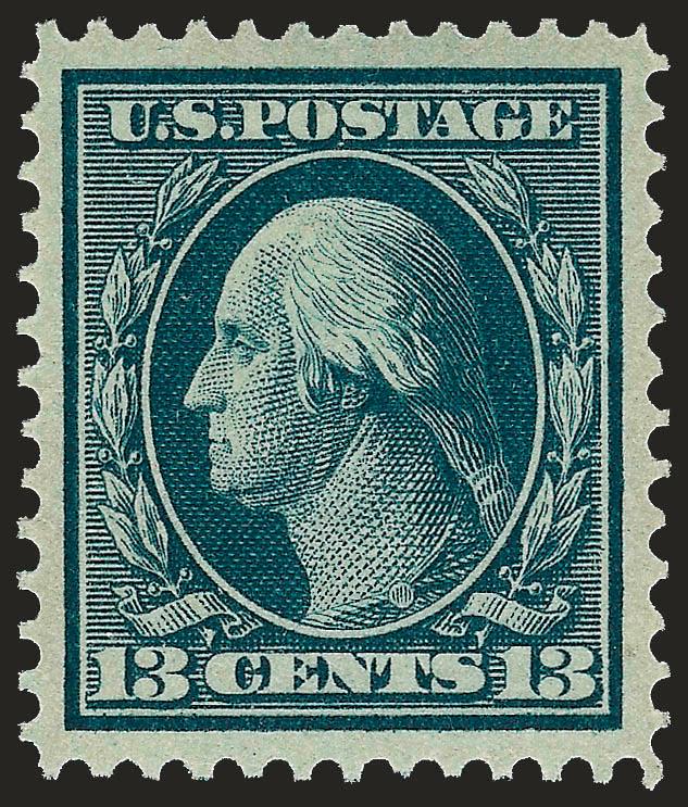13c Blue Green (339).> Mint N.H., deep rich color and proof-like impression, wide and balanced margins, Extremely Fine Gem, with 2002 and 2005 P.S.E. certificates (XF-Superb 95 SMQ $1,200.00), only four have
graded higher to date