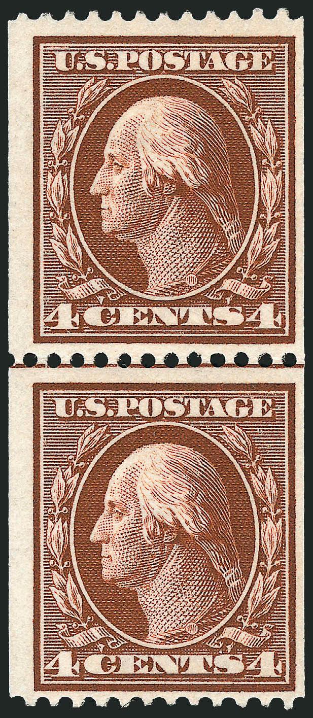 4c Orange Brown, Coil (350).> Guide line pair, barest trace of hinging if at all, Fine, with 1988 P.F. certificate
