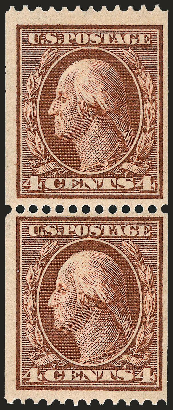 4c Orange Brown, Coil (350).> Pair, rich color, Fine